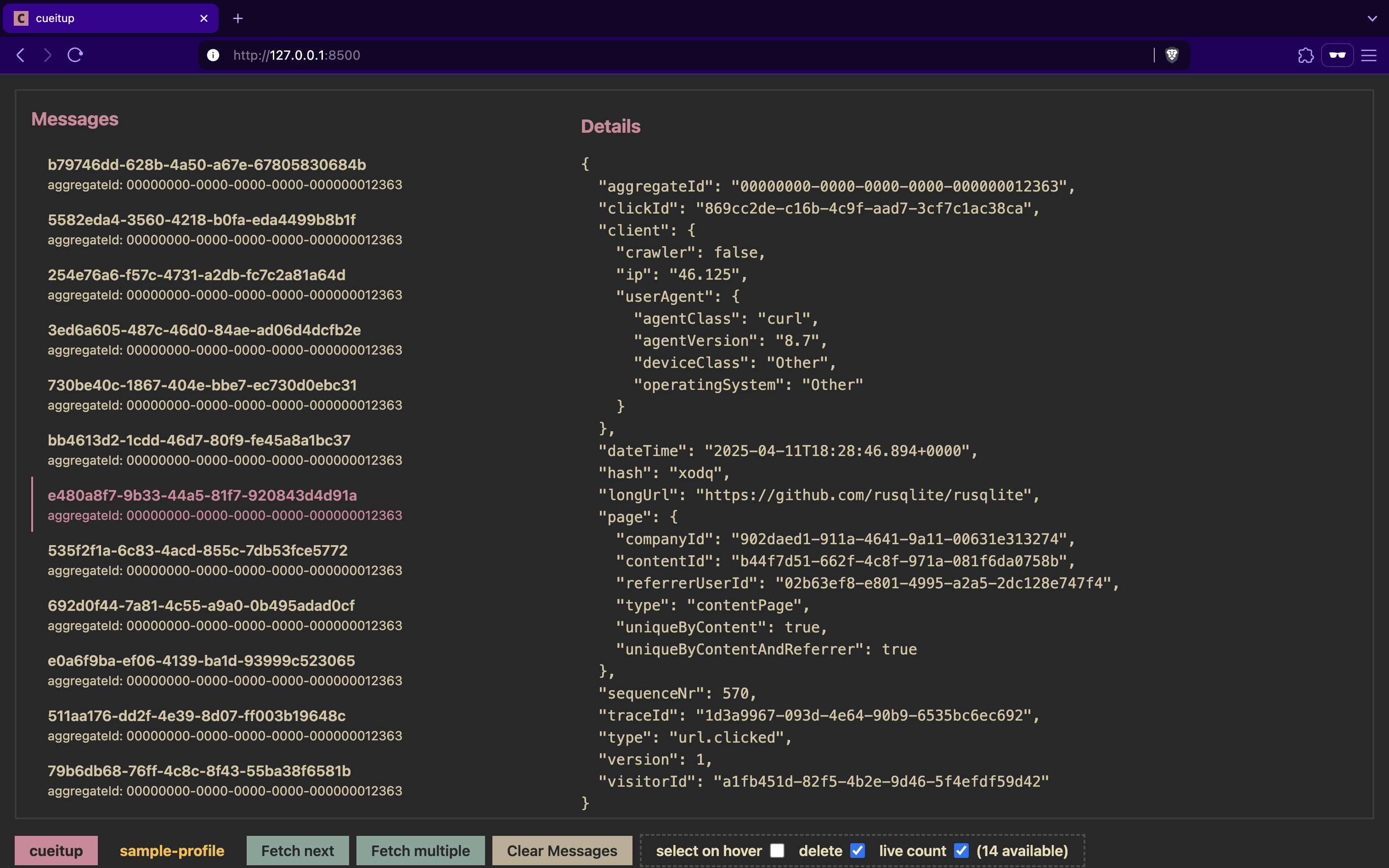 web interface